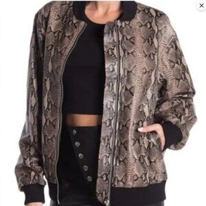 NWT LPA 100% Leather Snake Embossed Bomber Jacket